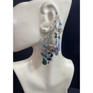 Earrings Lot 05 Pairs Alpaca Silver And Natural Stones From Peru